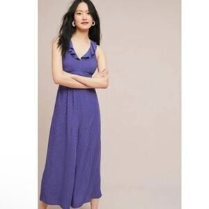 Anthropologie Maeve Justine Blue polka dot wide leg jumpsuit, Ruffles Parties 4